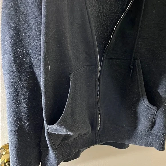 Men's Black Hoodie Zip-up Jacket - Picture 3 of 4